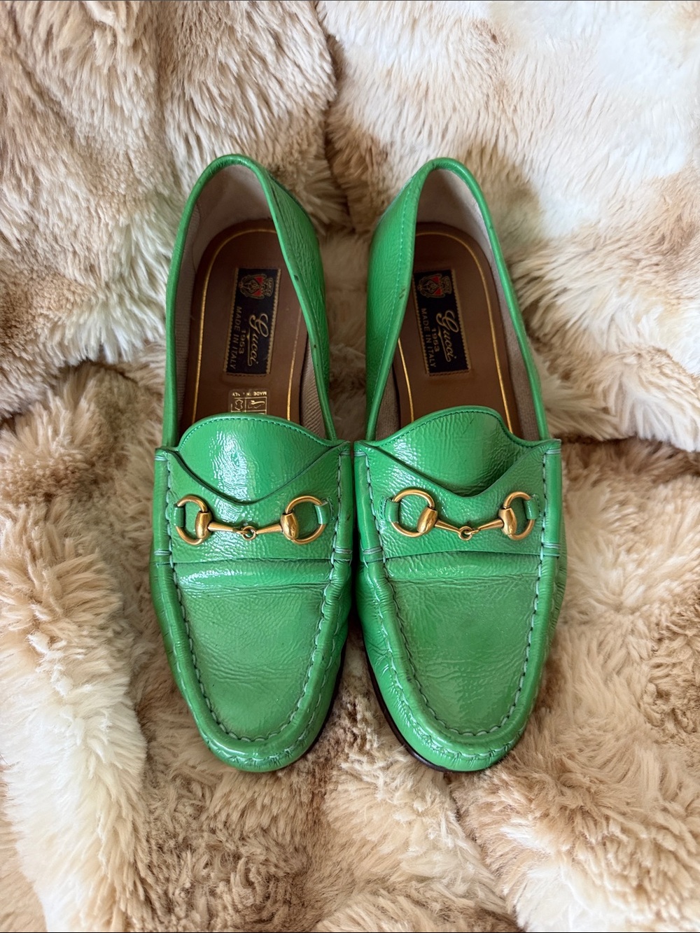 Gucci Bright Green Leather Horsebit Loafers